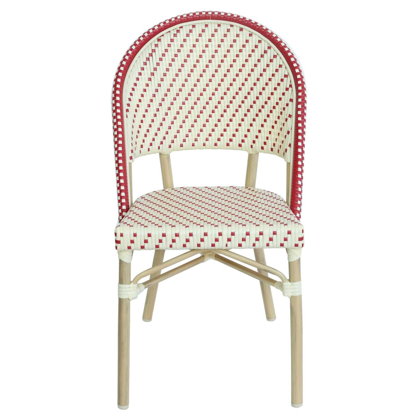 Chaise de jardin style bistrot parisien en aluminium et rotin synthétique