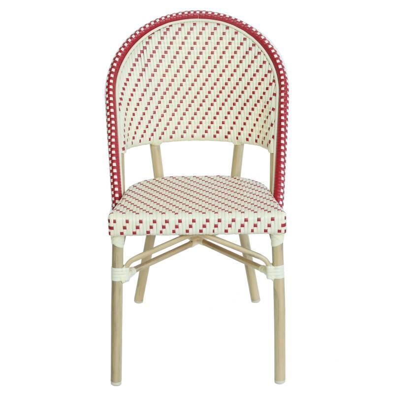 Chaise de jardin style bistrot parisien en aluminium et rotin synthétique