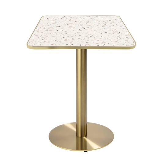 Table à manger 60 x 60 cm en contreplaqué avec revêtement stratifié et bords en aluminium