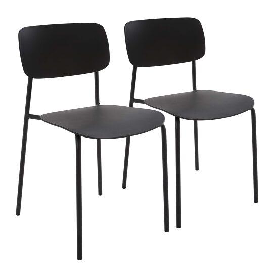 Lot de 2 chaises contemporaines en acier et plastique