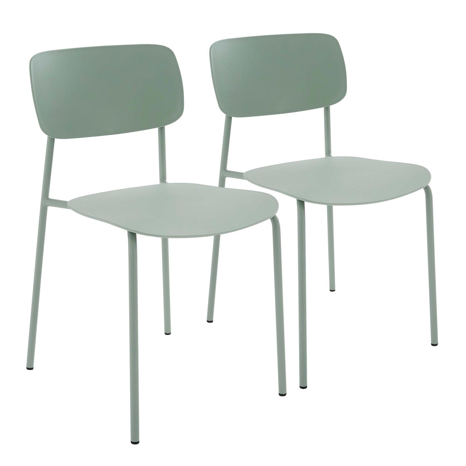 Lot de 2 chaises contemporaines en acier et plastique