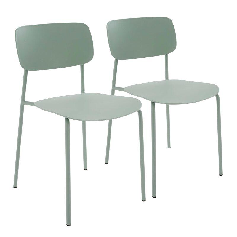 Lot de 2 chaises contemporaines en acier et plastique