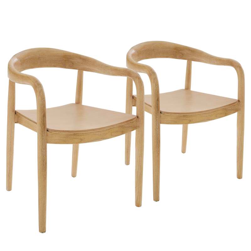Lot de 2 chaises en bois d'orme naturel