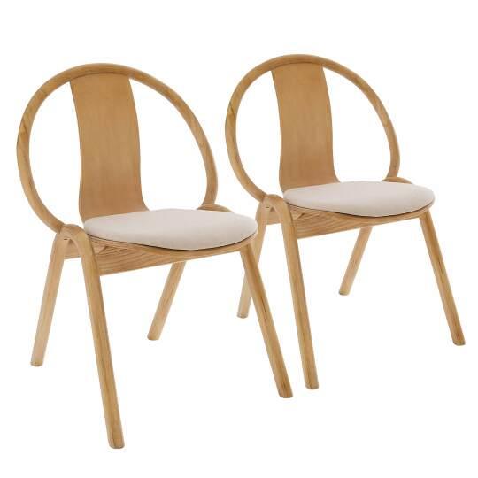 Lot de 2 chaises en bois d'orme et tissu