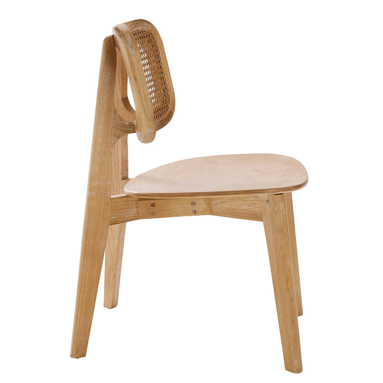 Lot de 2 chaises en bois d'orme et rotin naturel