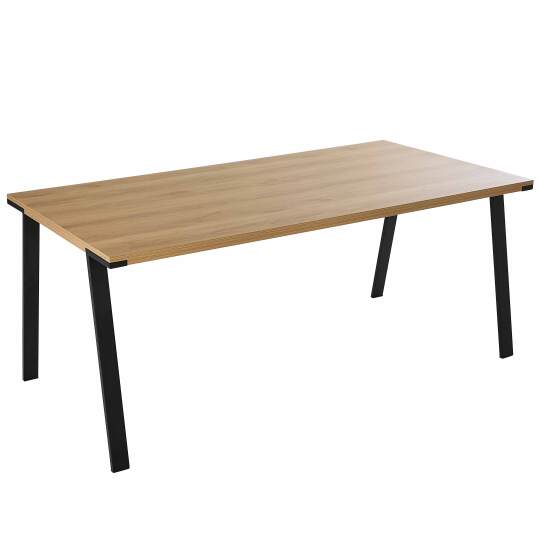 Table à manger rectangulaire MDF décor mélaminé et acier 8 personnes