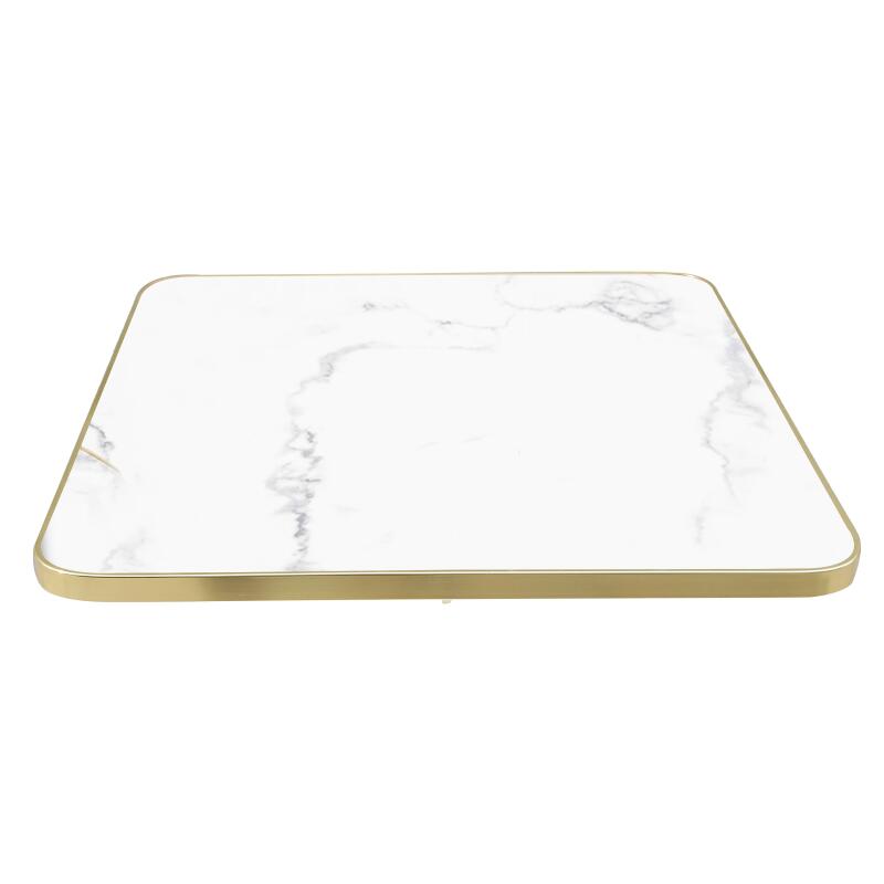 Plateau de table carré en contreplaqué avec revêtement stratifié et bords en aluminium 60 x 60 cm