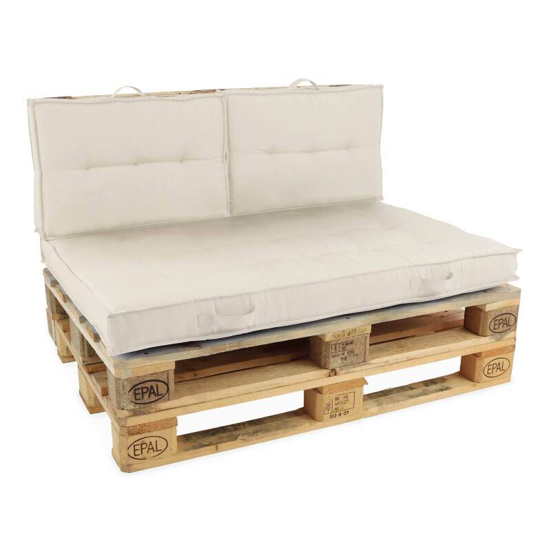 Ensemble canapé palette + coussins de jardin