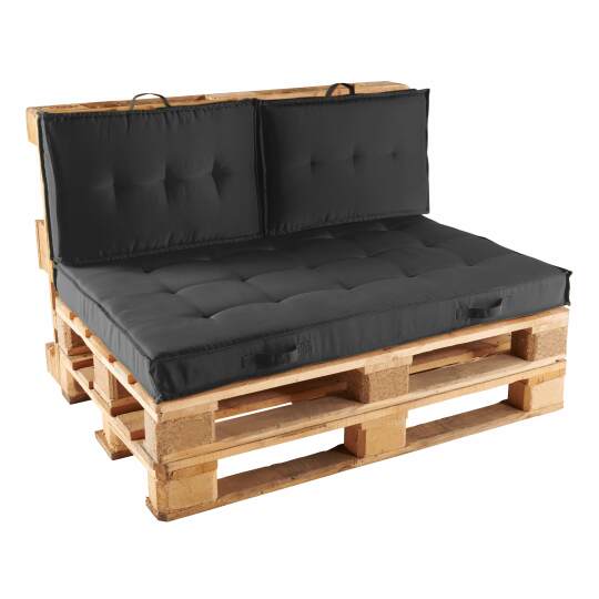 Ensemble canapé palette + coussins de jardin