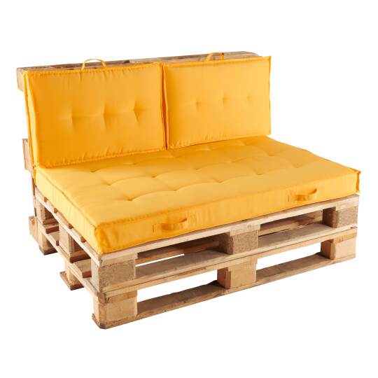 Ensemble canapé palette + coussins de jardin