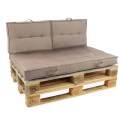 Ensemble canapé palette + coussins de jardin