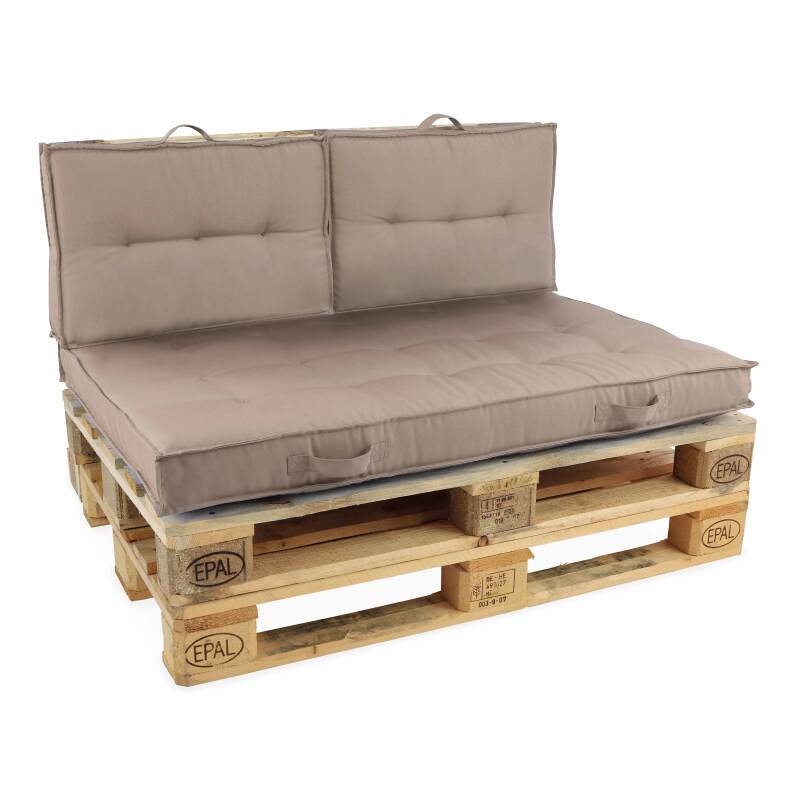 Ensemble canapé palette + coussins de jardin