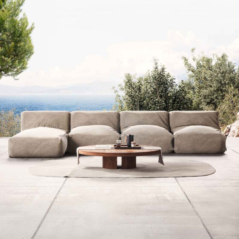 Salon de jardin modulable avec 3 fauteuils et 1 méridienne 
