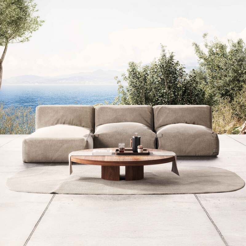 Salon de jardin modulable avec 2 fauteuils et 1 méridienne 