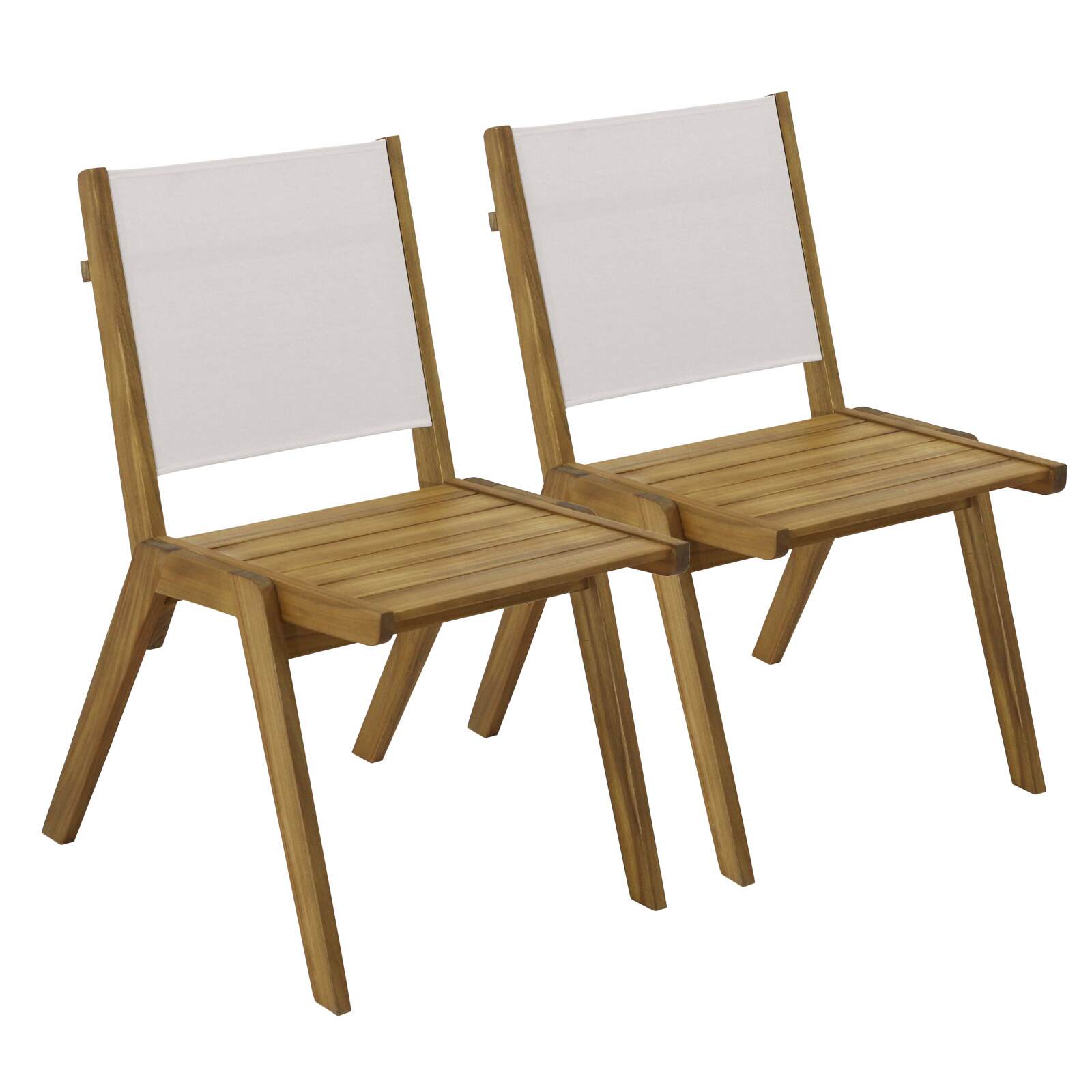Chaise de jardin en bois d'euclyptus FSC® et textilène - Lot de 2