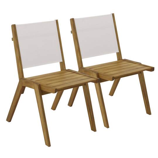 Chaise de jardin en bois d'eucalyptus FSC® et textilène - Lot de 2 | Oviala