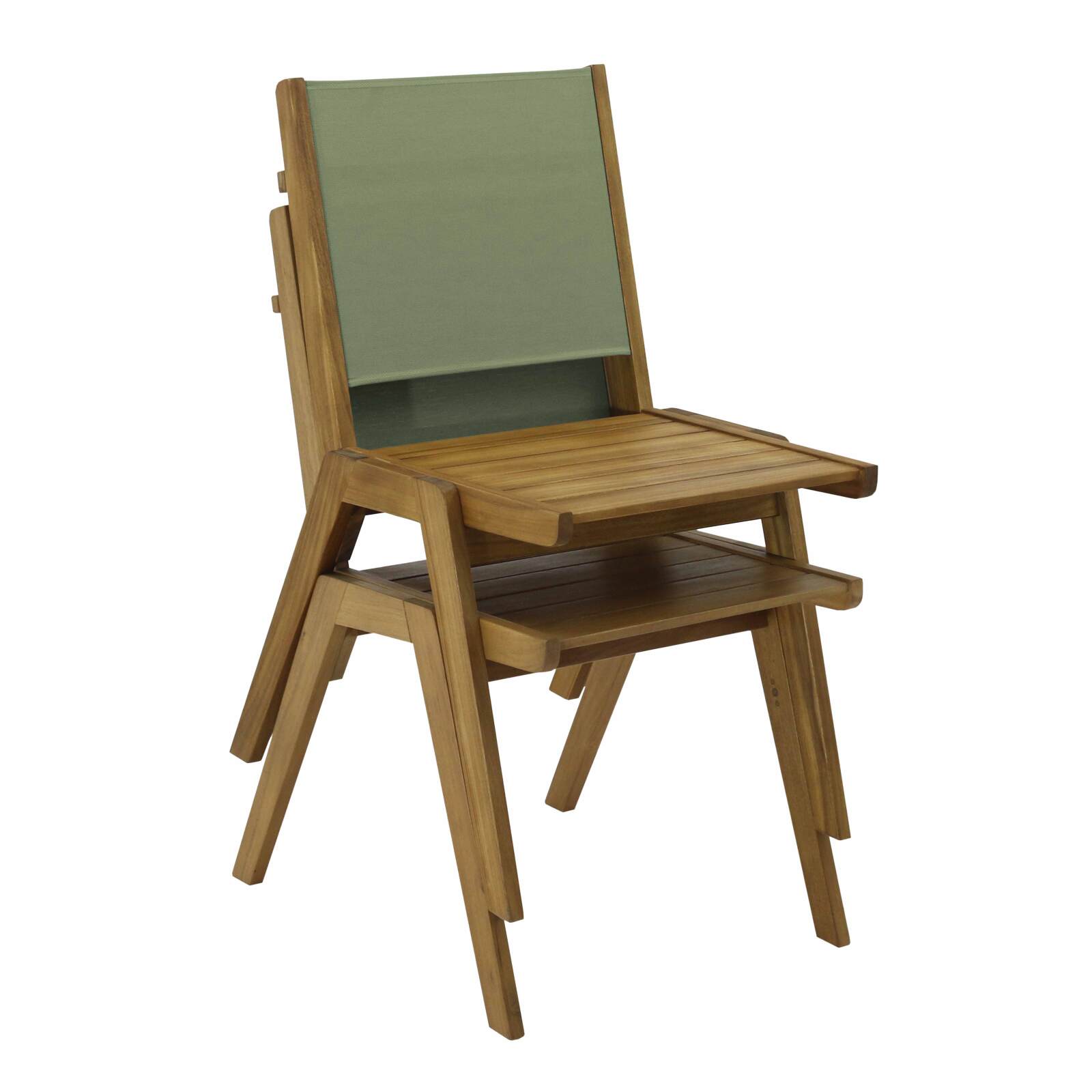 Chaise de jardin en bois d'euclyptus FSC® et textilène - Lot de 2 Chaise de jardin en bois d'euclyptus FSC® et textilène - Lot de 2