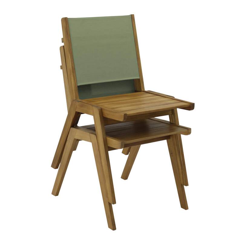 Chaise de jardin en bois d'euclyptus FSC® et textilène - Lot de 2 (3/6)