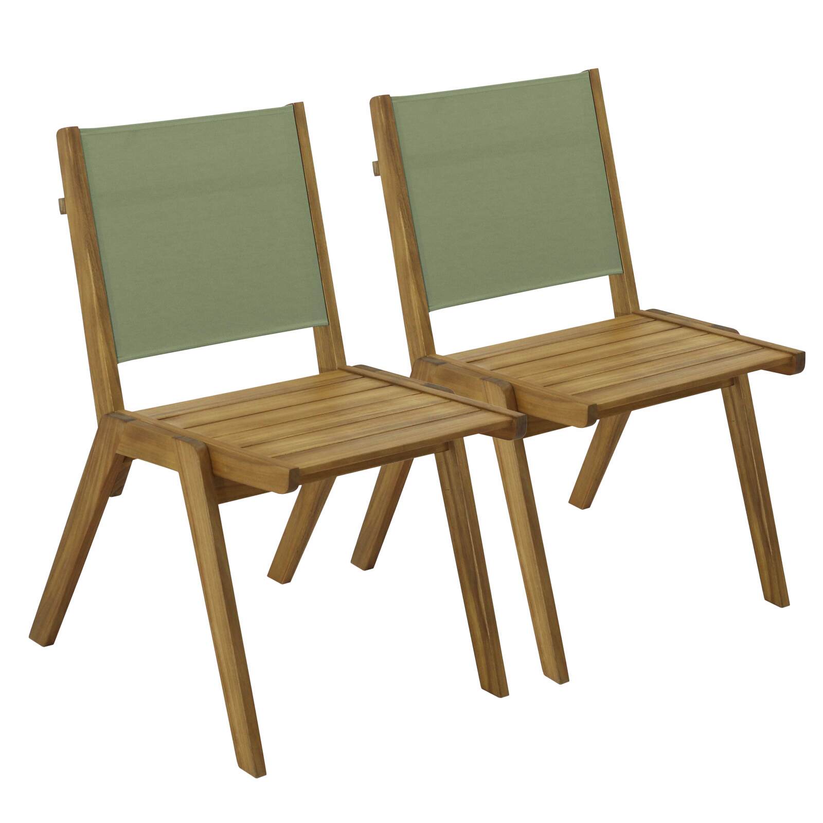 Chaise de jardin en bois d'euclyptus FSC® et textilène - Lot de 2 Chaise de jardin en bois d'euclyptus FSC® et textilène - Lot de 2
