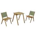 Table de jardin carrée 67 x 80 x 76 cm en bois d'eucalyptus FSC® et 2 chaises