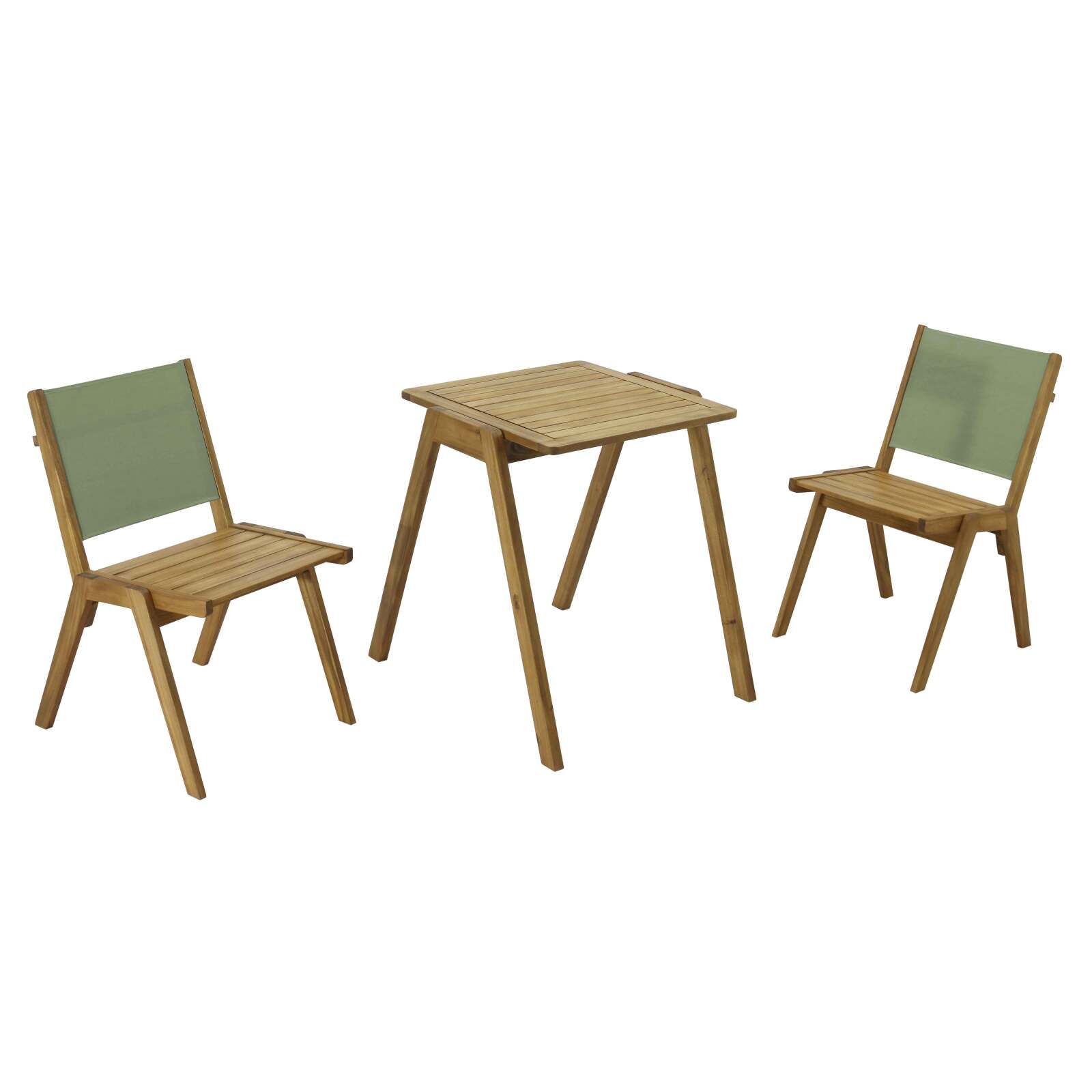 Table de jardin carrée 67 x 80 x 76 cm en bois d'eucalyptus FSC® et 2 chaises 
