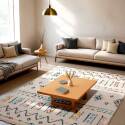 Tapis rectangulaire en polypropylène motif ethnique à poils longs