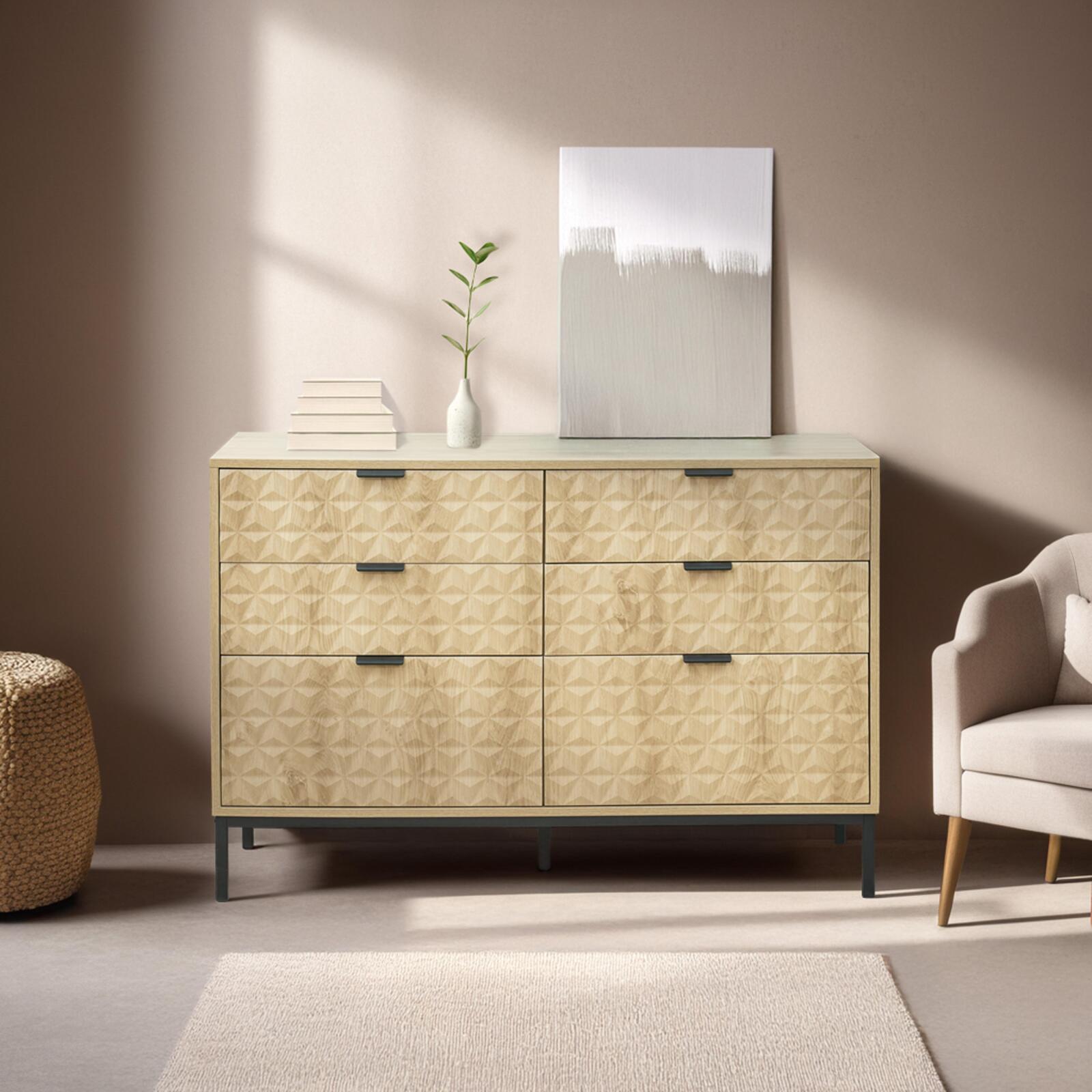 Commode à 6 tiroirs en MDF décor mélaminé 112 cm