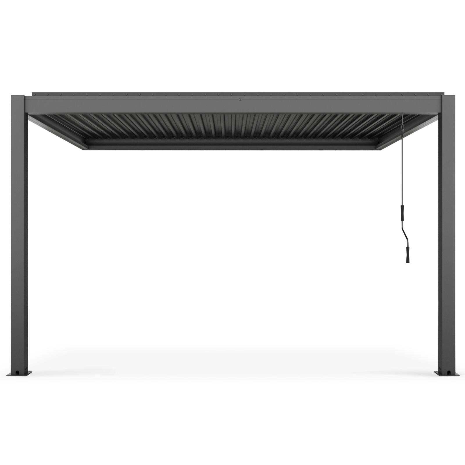 Pergola bioclimatique adossée 4x3m en aluminium gris anthracite Pergola bioclimatique adossée 4x3m en aluminium gris anthracite