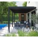 Pergola bioclimatique adossée 6x3m en aluminium gris anthracite