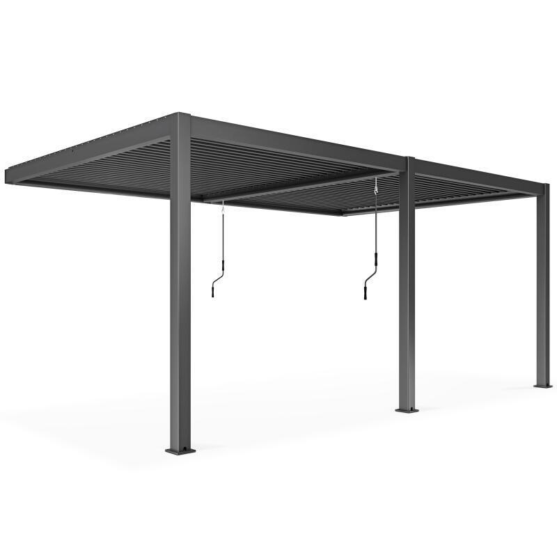 Pergola bioclimatique adossée 6x3m en aluminium gris anthracite