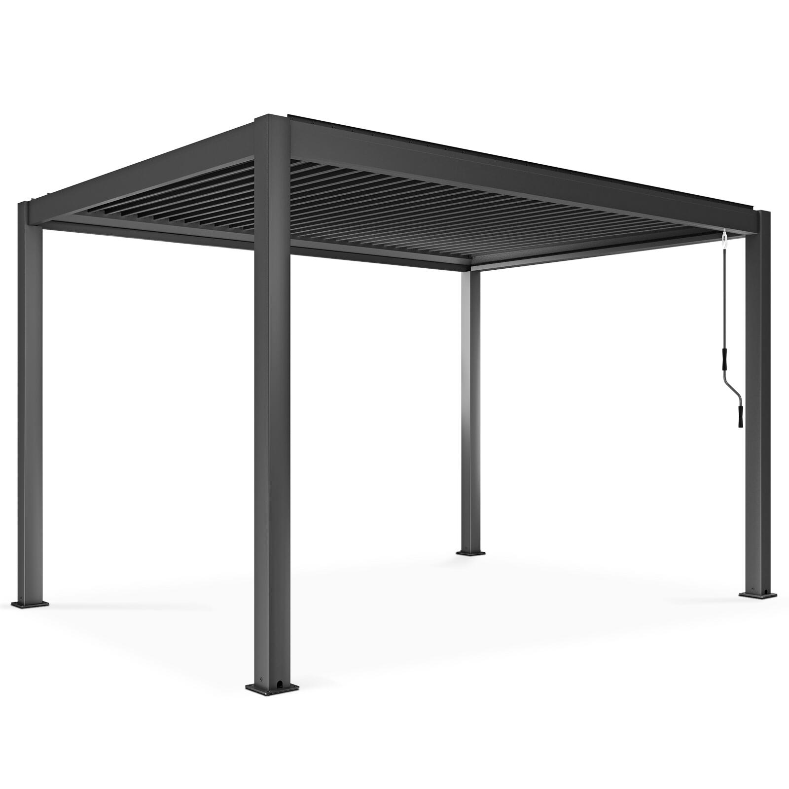 Pergola bioclimatique autoportée 4x3m en aluminium gris anthracite