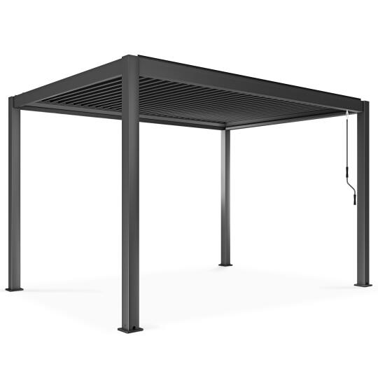 Pergola bioclimatique autoportée 4x3m en aluminium gris anthracite