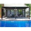 Pergola bioclimatique autoportée 6x3m en aluminium gris anthracite