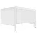 Pergola bioclimatique adossée 4x3m motorisée/éclairée en aluminium blanc avec 1, 2 ou 3 stores