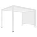 Pergola bioclimatique adossée 4x3m motorisée/éclairée en aluminium blanc avec 1, 2 ou 3 stores
