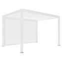 Pergola bioclimatique adossée 4x3m motorisée/éclairée en aluminium blanc avec 1, 2 ou 3 stores
