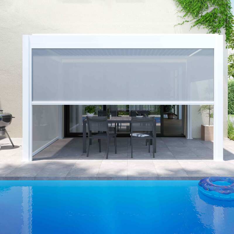 Pergola bioclimatique autoportée 4x3m en aluminium blanc avec 1, 2 ou 3 stores (3/7)