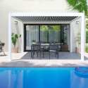 Pergola bioclimatique autoportée 4x3m en aluminium blanc avec 1, 2 ou 3 stores