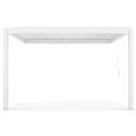 Pergola bioclimatique adossée 4x3m en aluminium blanc avec 1, 2 ou 3 stores