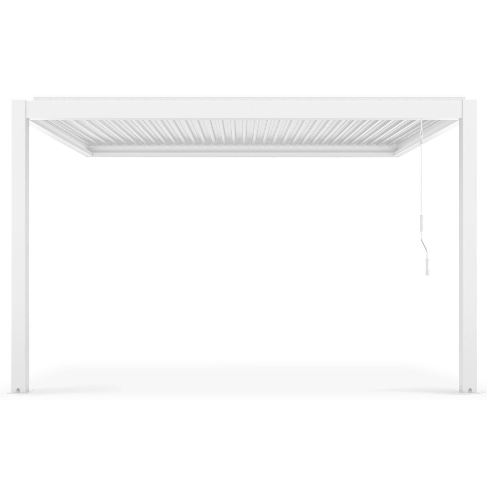 Pergola bioclimatique adossée 4x3m en aluminium blanc avec 1, 2 ou 3 stores Pergola bioclimatique adossée 4x3m en aluminium blanc avec 1, 2 ou 3 stores
