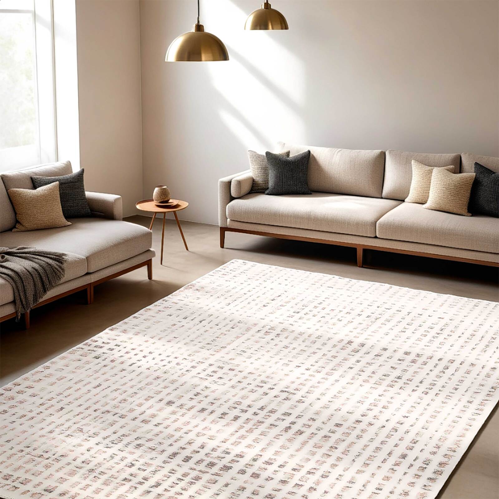 Tapis shaggy rectangulaire en polyester et polypropylène à poils ras