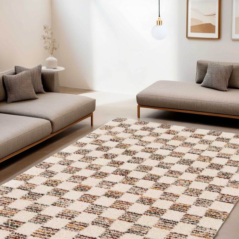 Tapis shaggy rectangulaire en polypropylène à poils longs