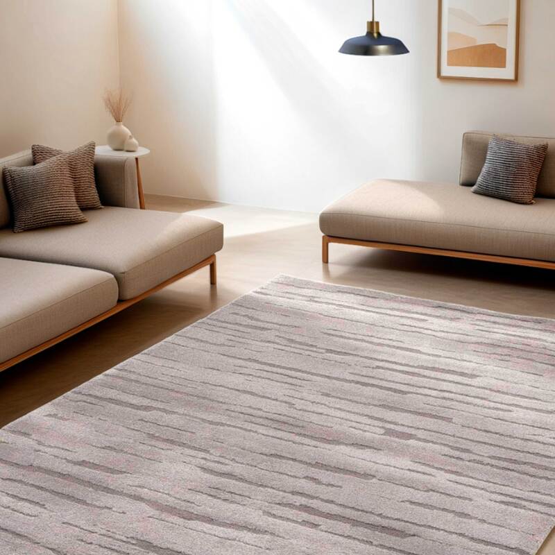 Tapis shaggy rectangulaire en polyester et polypropylène à poils ras