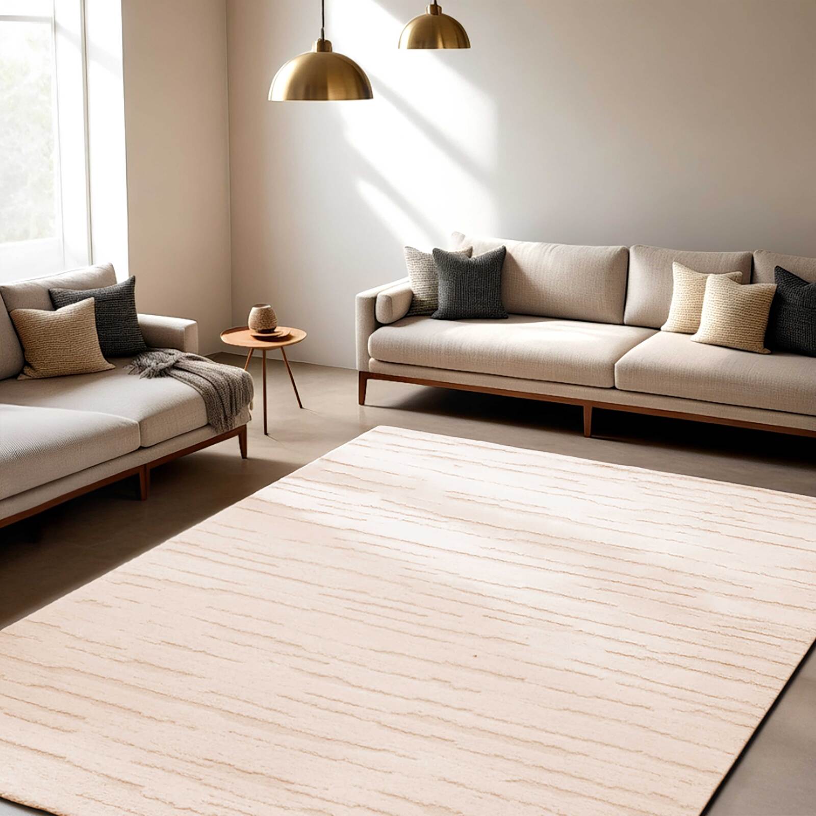 Tapis shaggy rectangulaire en polyester et polypropylène à poils ras