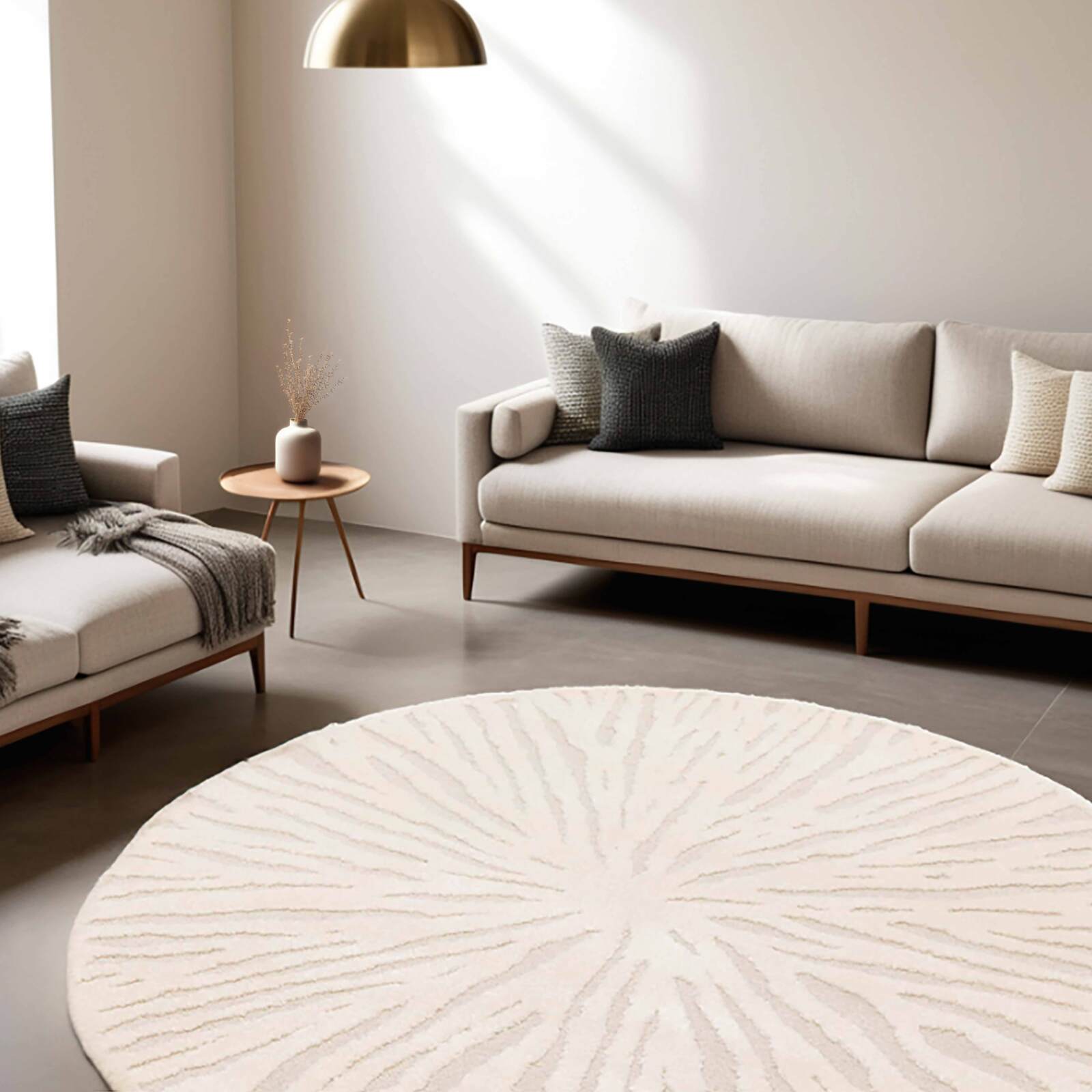 Tapis shaggy rond en polyester et polypropylène à poils ras