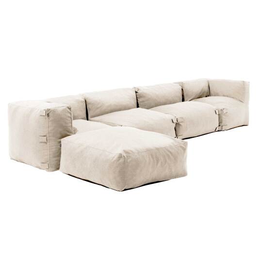 Salon de jardin modulable avec 2 chauffeuses, 2 fauteuils d'angle et 1 pouf | Oviala