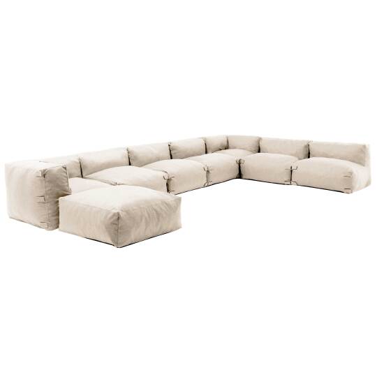Salon de jardin modulable avec 5 chauffeuses, 2 fauteuils d'angle et 1 pouf | Oviala