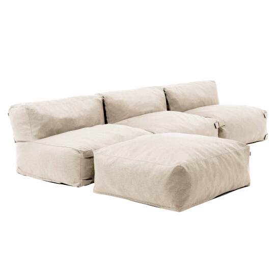 Salon de jardin modulable avec 3 chauffeuses et 1 pouf | Oviala