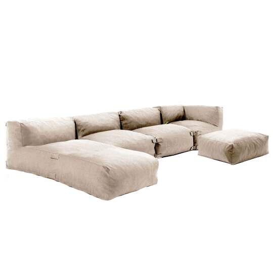 Salon de jardin modulable avec 2 chauffeuses, 1 fauteuil d'angle, 1 méridienne et 1 pouf | Oviala