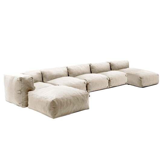 Salon de jardin modulable avec 3 chauffeuses, 1 fauteuil d'angle, 1 méridienne et 1 pouf | Oviala